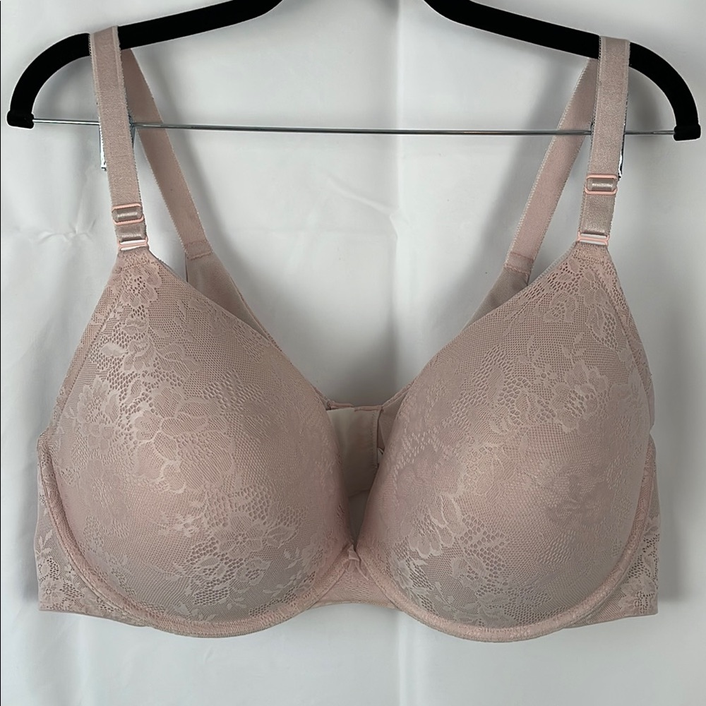 Torrid Curve Blush Pink Lace Overlay Full Coverage Bra - Size 46DD